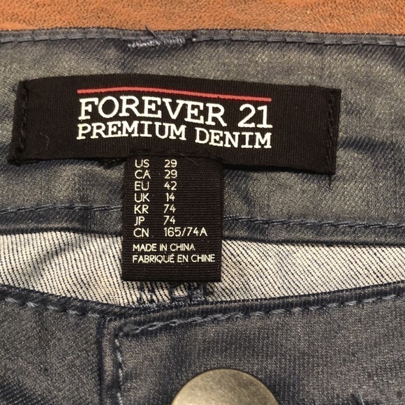 FOREVER 21 Premium Denim Wax Coated Gray/Blue Jean Size 29 - Picture 5 of 6